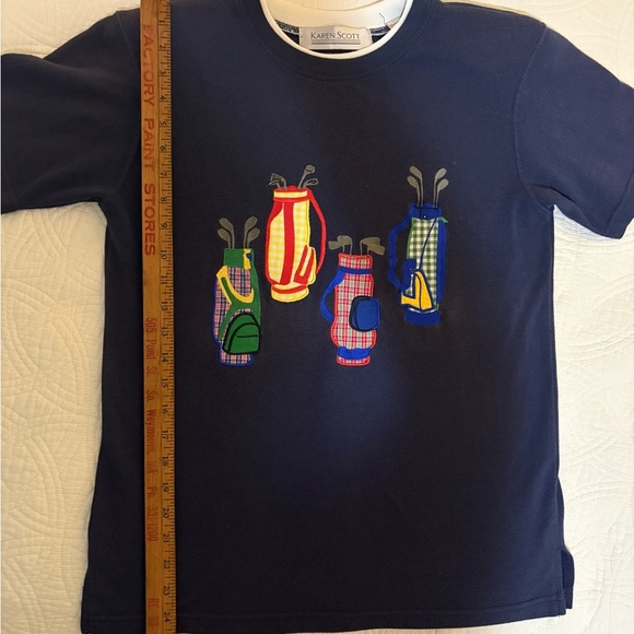 Preppy Navy Golf Print Vintage Shirt Small - Picture 4 of 5